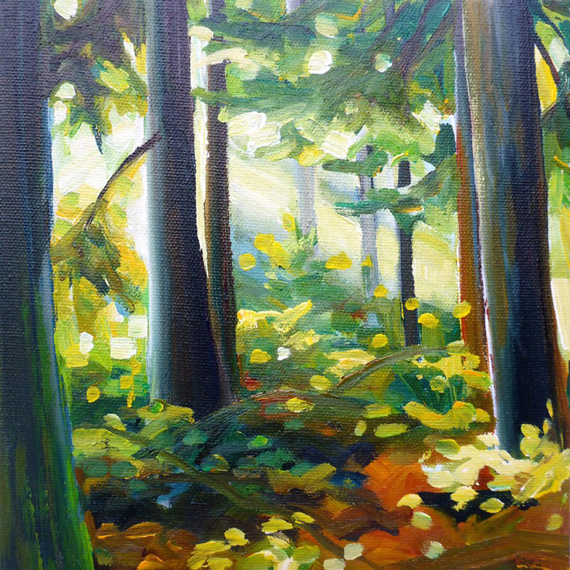 Lit Forest III 8x8in Acrylic $400