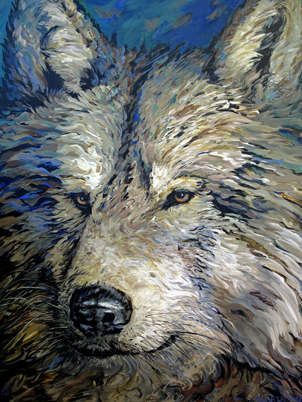 Mountain Wolf 30x36in Acrylic, $3300