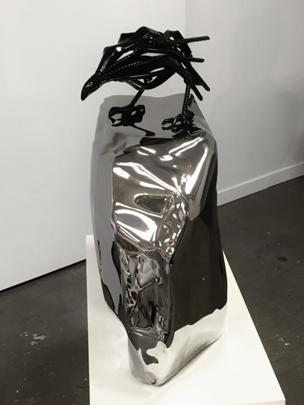 (Untitled) Raven#2 32x30x20in Powder coated steel on stainless steel (Price upon request)