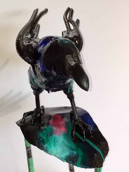 Raven 54x20x14in Steel, Rebar, Hydrocal, Acrylic and Resin $6000