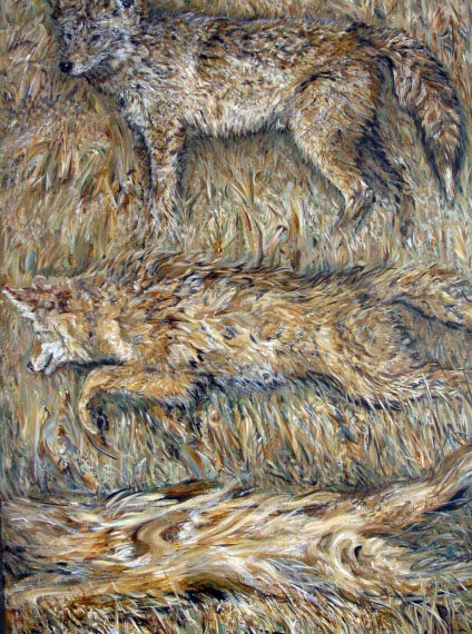 Three Coyotes 40x60in Acrylic $5000